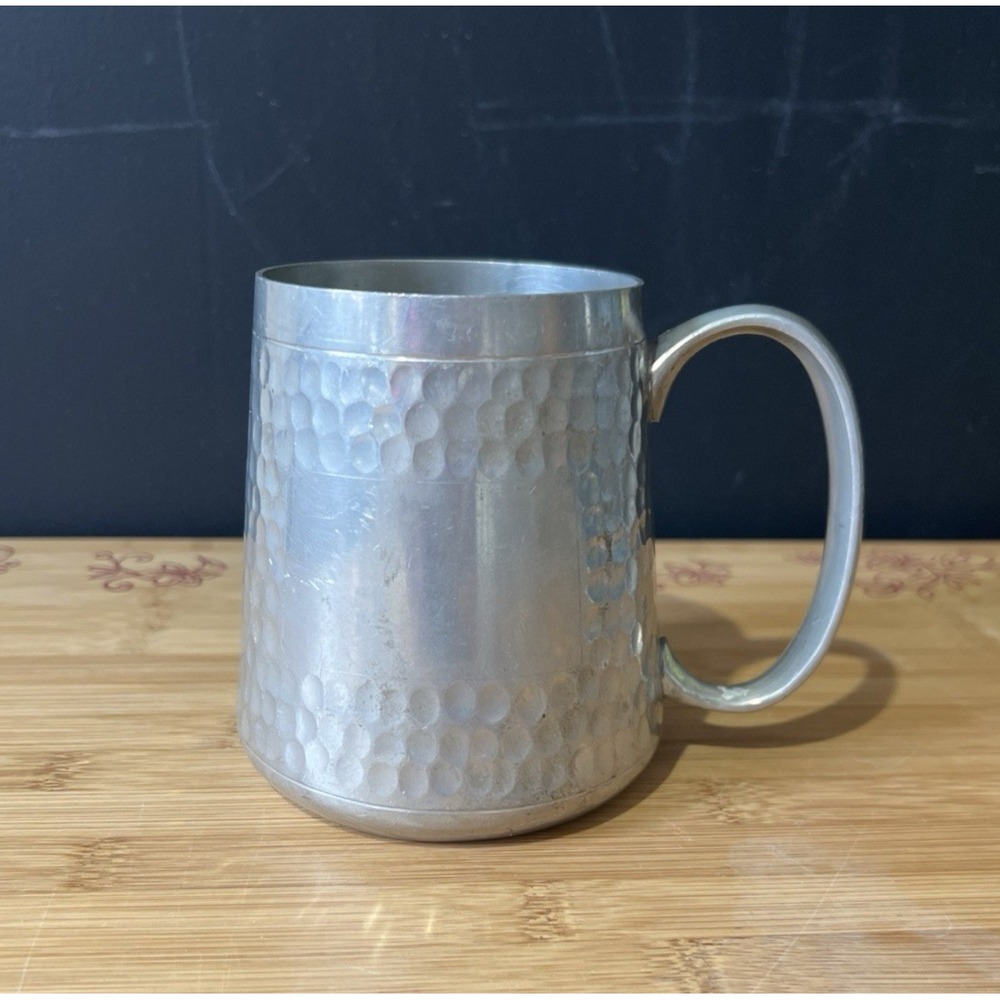 Antique Malaya YSC Hammered Pewter 16oz Tankard/Mug Solid Heavy Bottom